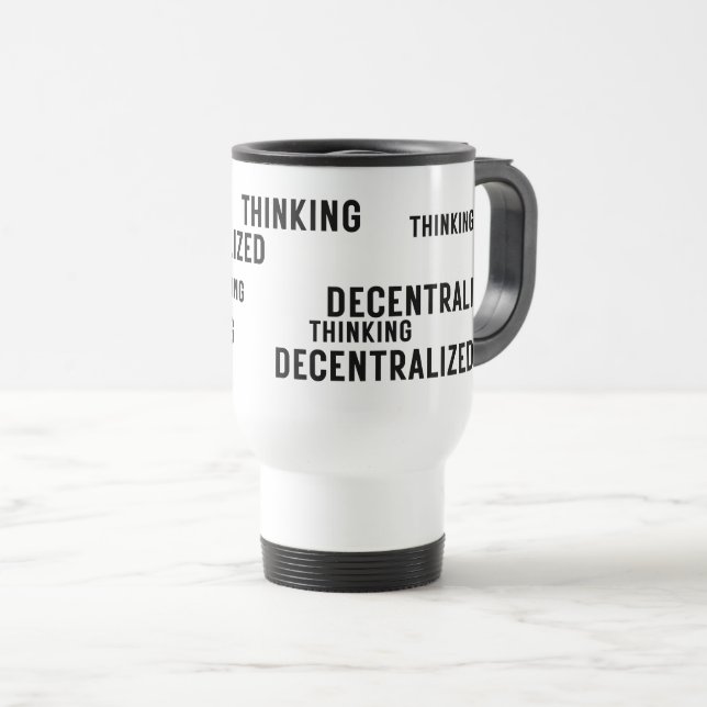 Caneca de Viagem Minimalista Pensamento Descentral (Frente Esquerda)