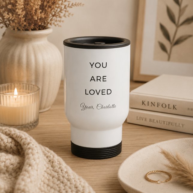 Caneca de Viagem Minimalista Você É Amado (Criador carregado)