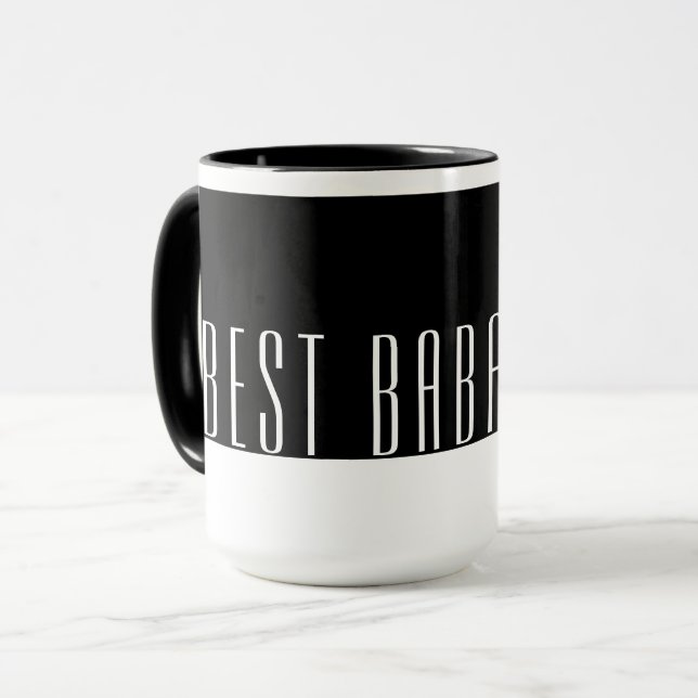Caneca de Viagem Moderna Preta e Branca Melhor BAB (Frente Esquerda)