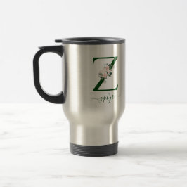 Caneca de Viagem Monograma floral com Nome