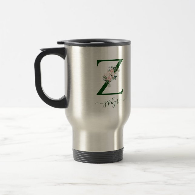 Caneca de Viagem Monograma floral com Nome (Esquerda)