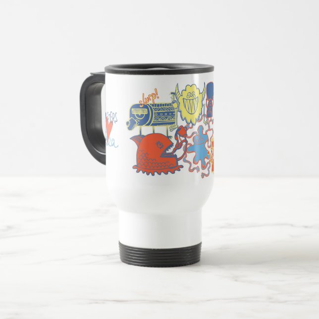 Caneca de Viagem Monstros Amam Chá (Frente Esquerda)