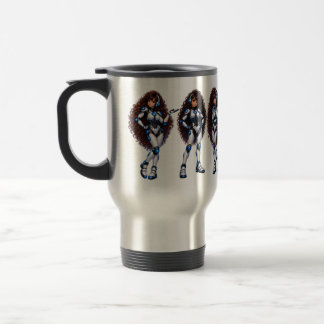 Caneca de Viagem Mulher Robô de Olhos Castanhos