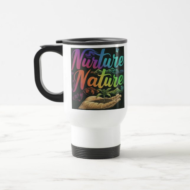 caneca de viagem "Natureza da Nurtura". (Esquerda)