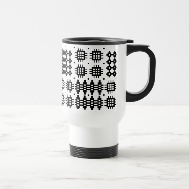 Caneca de viagem Negra Preta de Padrão de Tapeçari (Direita)