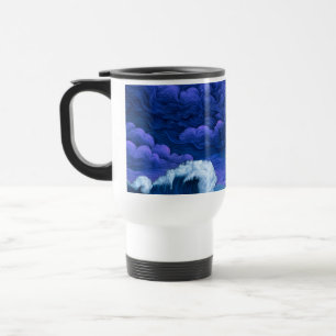 Caneca de Viagem Ondas do Oceano Azul Profundo – M