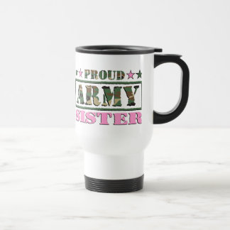 Caneca de viagem orgulhosa da irmã do exército