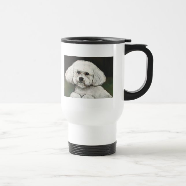 Caneca de viagem original da arte do cão de Bichon (Direita)