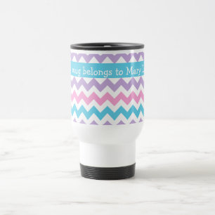 Caneca de Viagem Personalizada, Chevron em Cores P