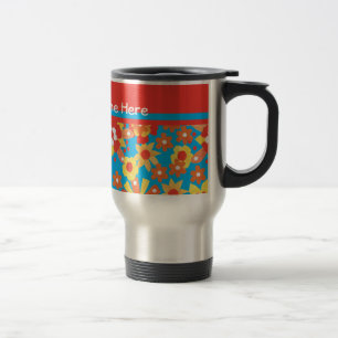 Caneca de viagem Personalizada com Flores Laranja 