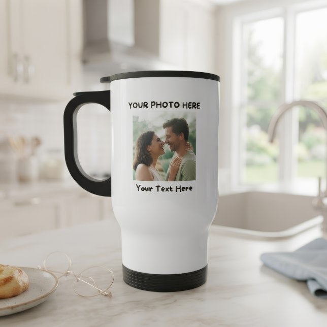 Caneca de Viagem Personalizada com Foto e Texto (Criador carregado)