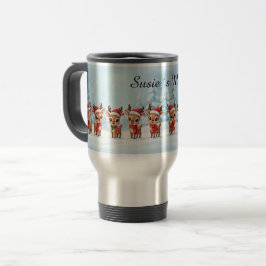 Caneca de Viagem Personalizada com Rena, Nome Pers