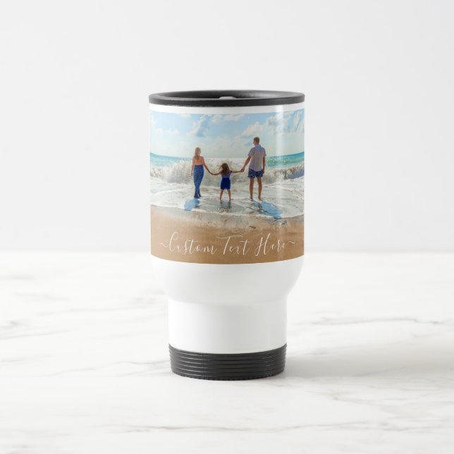 Caneca de viagem Personalizada de Texto Fotográfic (Centro)