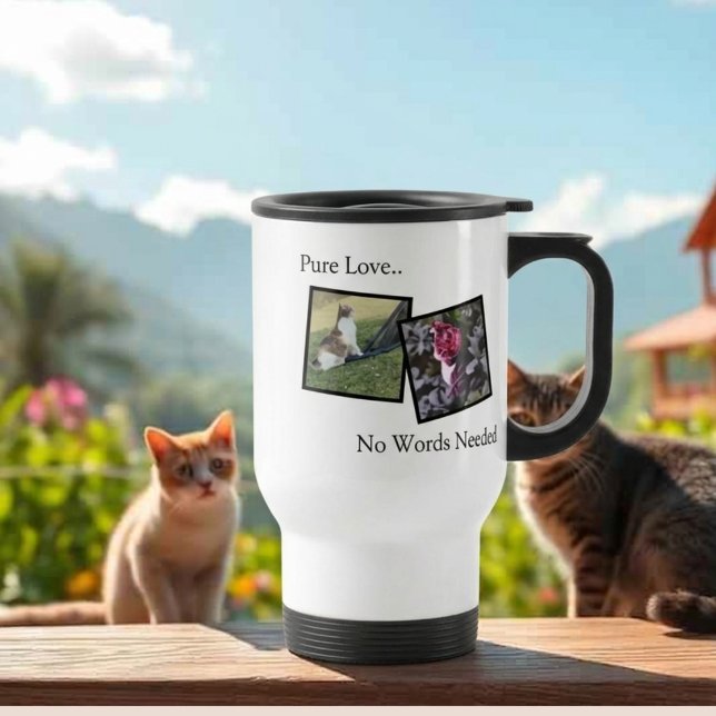Caneca de Viagem Personalizada Para Amantes de Ani (Fully customizable travel mug with photos for pet lovers)