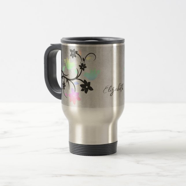 Caneca de viagem Personalizada Rainbow Pastel Love (Frente Esquerda)