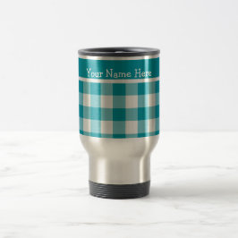Caneca de viagem Personalizada, Teal e White Check