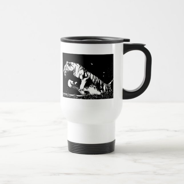 Caneca de viagem Pop de arte preto e branco (Direita)