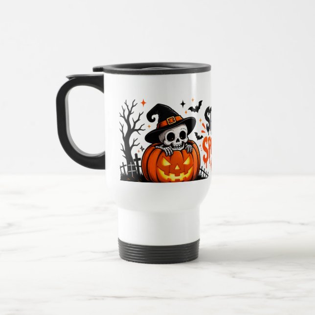 Caneca de Viagem Presente de Halloween Fique Assus (Esquerda)