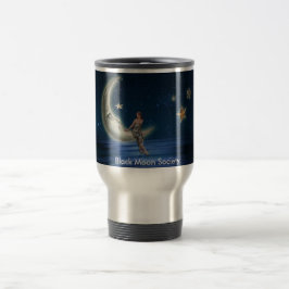 Caneca de viagem preta da sociedade da lua