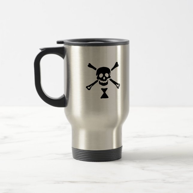Caneca de viagem preta do crânio de Emanuel Wynne (Esquerda)