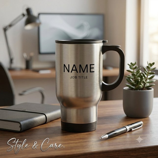 Caneca de Viagem Preta Personalizada com o Seu Nom (Personalized Solid Black Travel Mug with Your Name)