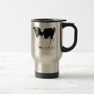 caneca de viagem preto e branco da vaca