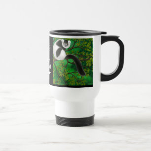 Caneca de viagem preto e branco do Lemur de Ruffed