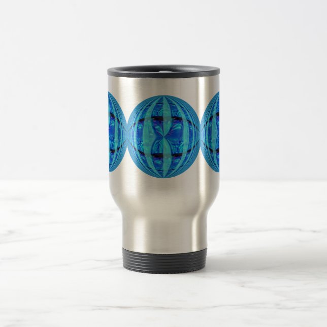 Caneca de viagem redonda azul orb (Centro)