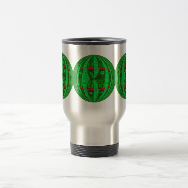 Caneca de viagem redonda verde orb (Centro)