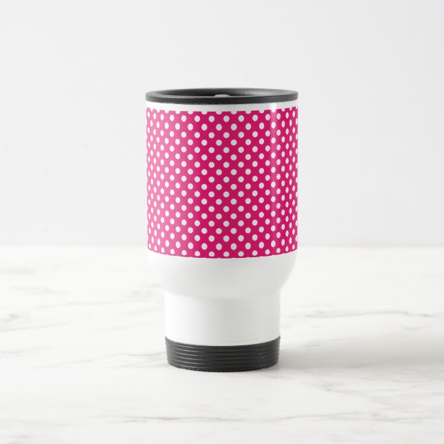 Caneca de viagem retro das bolinhas do rosa quente (Centro)
