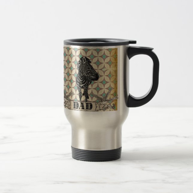 Caneca de viagem retro do pai da zebra (Direita)