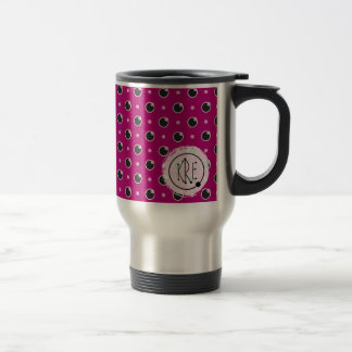 Caneca de viagem Sassy do monograma das bolinhas -