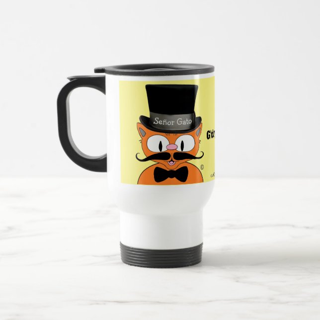 Caneca de Viagem Señor Gato Bigode Gato c/ Cartola (Esquerda)