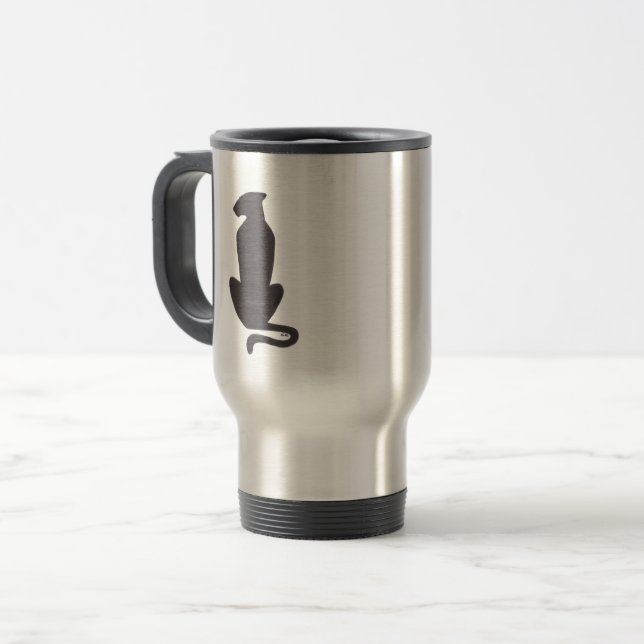 Caneca de viagem Silhueta de Gato Preto (Frente Esquerda)