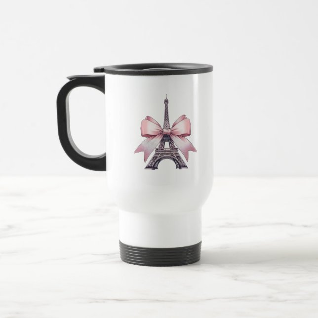 Caneca de viagem Torre Eiffel de Paris com Laço Ro (Esquerda)