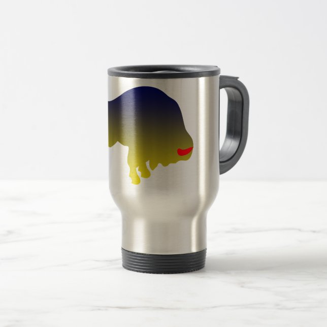 Caneca de viagem Touro Azul/Amarelo (Frente Esquerda)