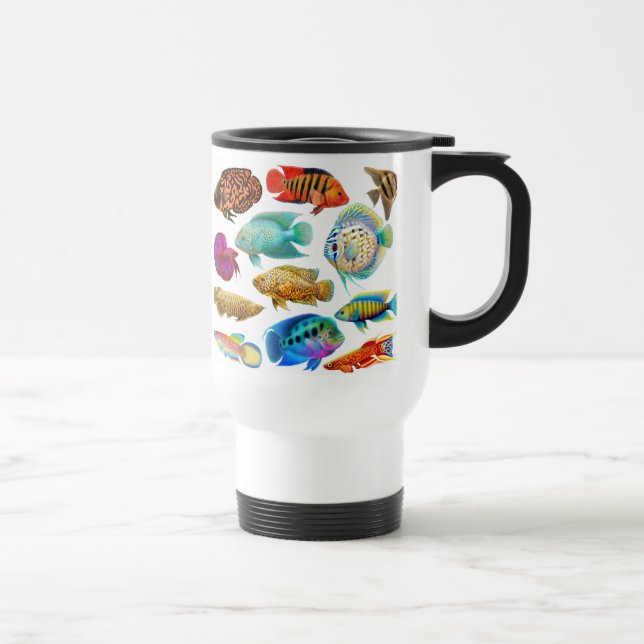 Caneca de viagem tropical de água doce dos peixes (Direita)