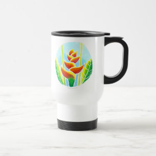 Caneca de viagem tropical do aço do Batik da flor