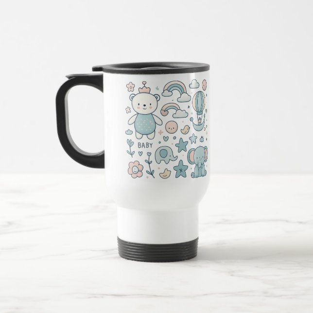 Caneca de Viagem Urso de Pelúcia Chuveiro de Bebê  (Esquerda)
