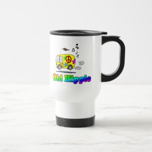 Caneca de viagem velha do ônibus do Hippie