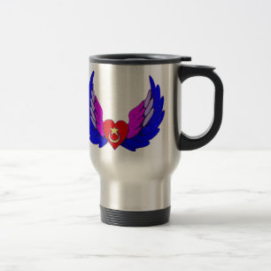 Caneca de viagem voada do coração