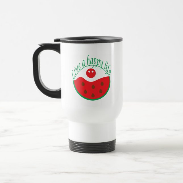 Caneca de Viagem Watermelon Splash Design Fofo de  (Esquerda)