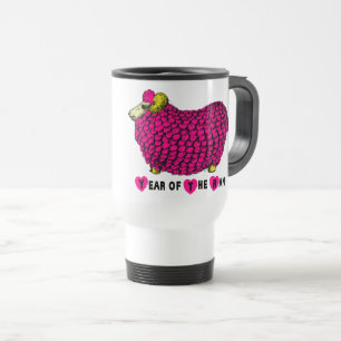 Caneca de viagem Zodiodiosa Ano Chinês Rosa
