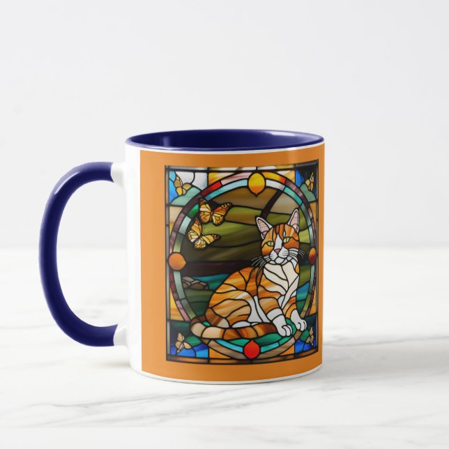 Caneca de Vidro Colorido com Gato Atarracado Laran (Esquerda)