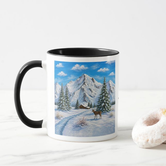 Caneca de Vidro Frosted Snow Mountain (Com Donut)