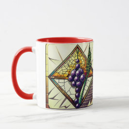 Caneca de vidro personalizável com uvas e trigo