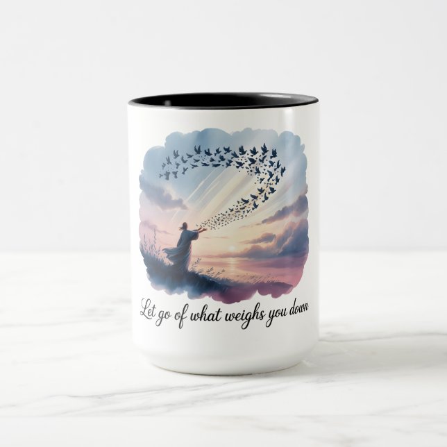 Caneca de Voo de Pombo em Aquarela - Solte (Centro)