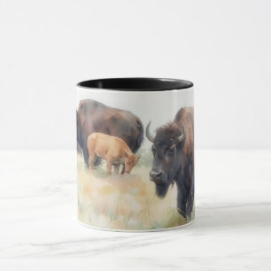 Caneca de Xícara Arte de Búfalo Bisão Animal Selva