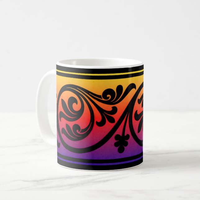 Caneca de xícara estilo Art Déco com degradê de pô (Frente Esquerda)