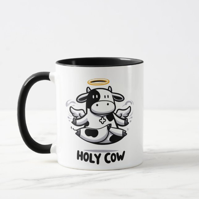 Caneca de Yoga Holy Cow – Vaca Levitando em Pose Z (Esquerda)